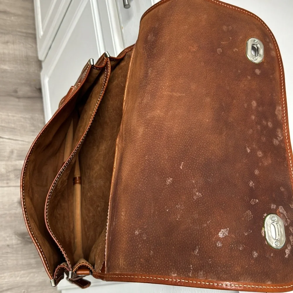 Manufactus Full Grain CalfSkin Italian Leather Slim Briefcase Brown Luxury